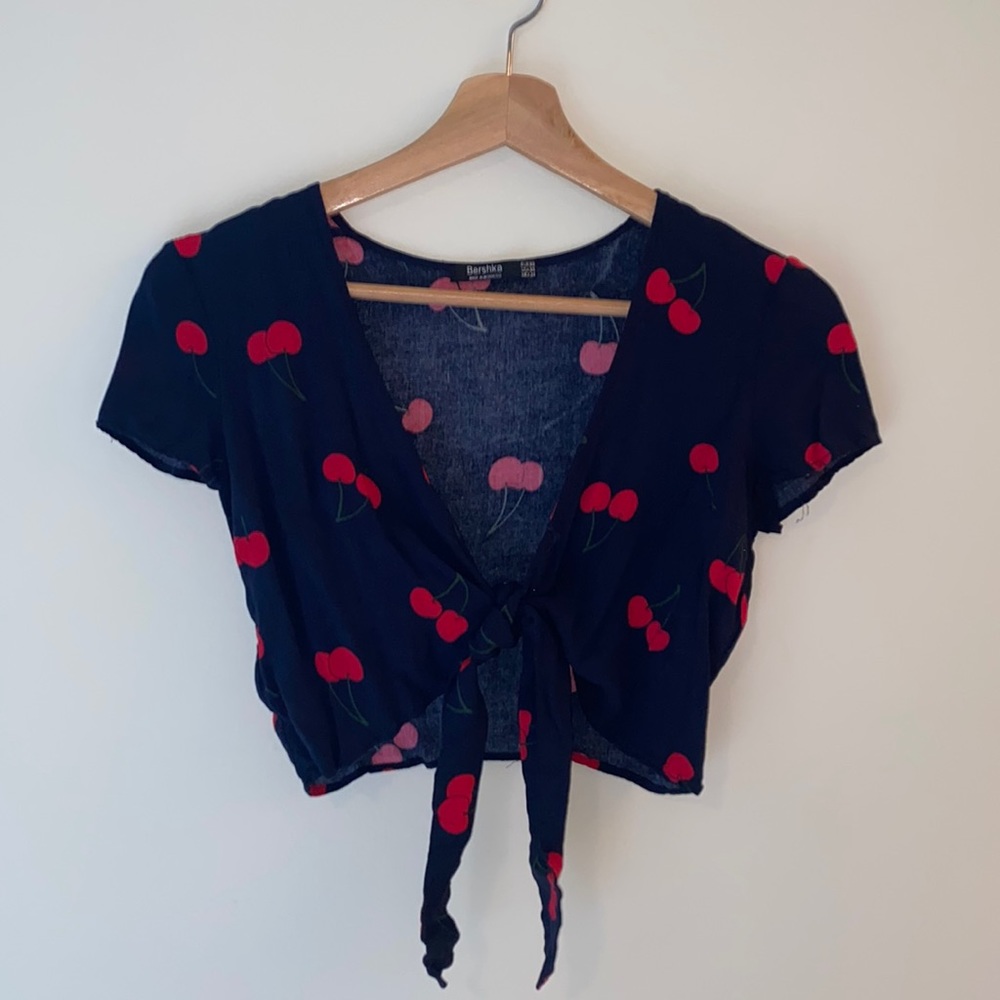 Bershka Cherry Tie Top